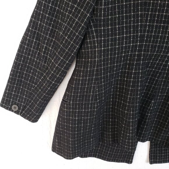 Vintage Donna Karan NY Wool Blazer Double Breasted Plaid size 10 Longline Career - Picture 10 of 14